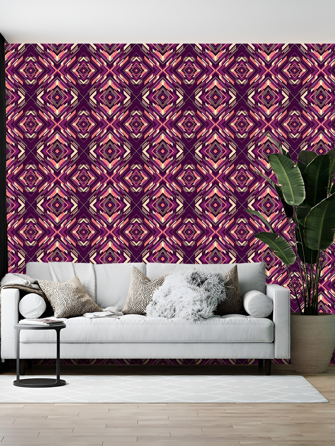 Wallpics Purple & Pink Printed Wallpaper