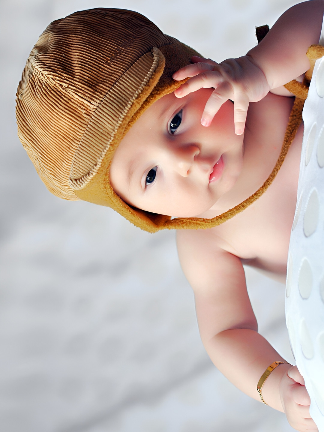 Wallpics White & Camel Brown Baby Printed Waterproof Wallpaper