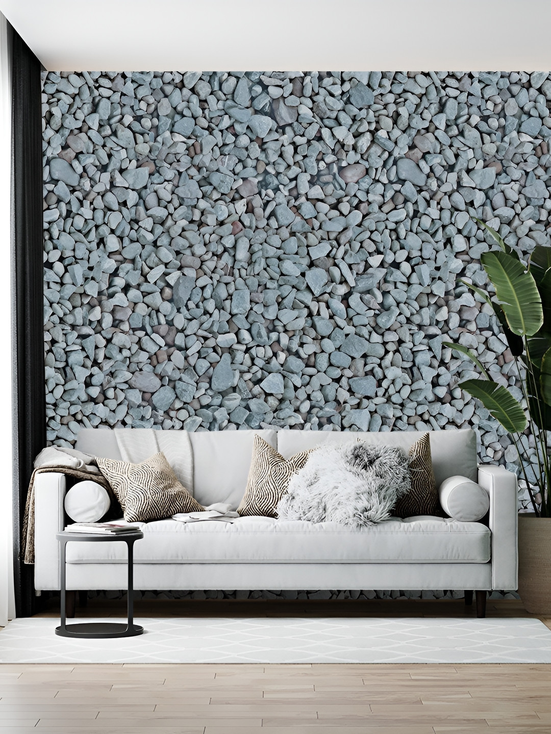 Wallpics Grey Printed Self Adhesive Wall Stickers