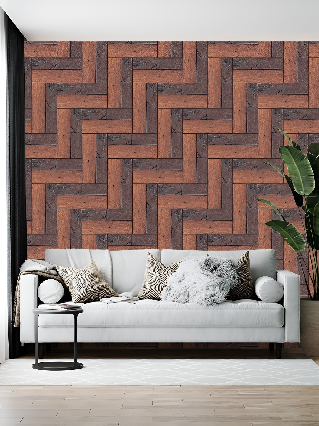 Wallpics Brown and Grey Abstract Printed Self-Adhesive Wallpaper