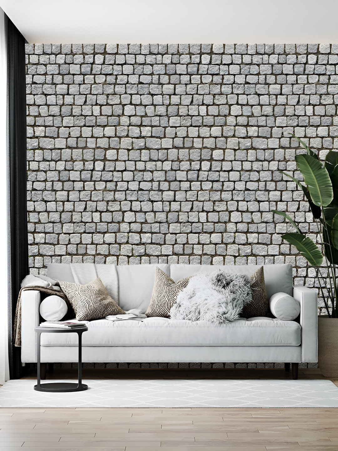 Wallpics Grey Melange Printed Self-Adhesive Wallpaper