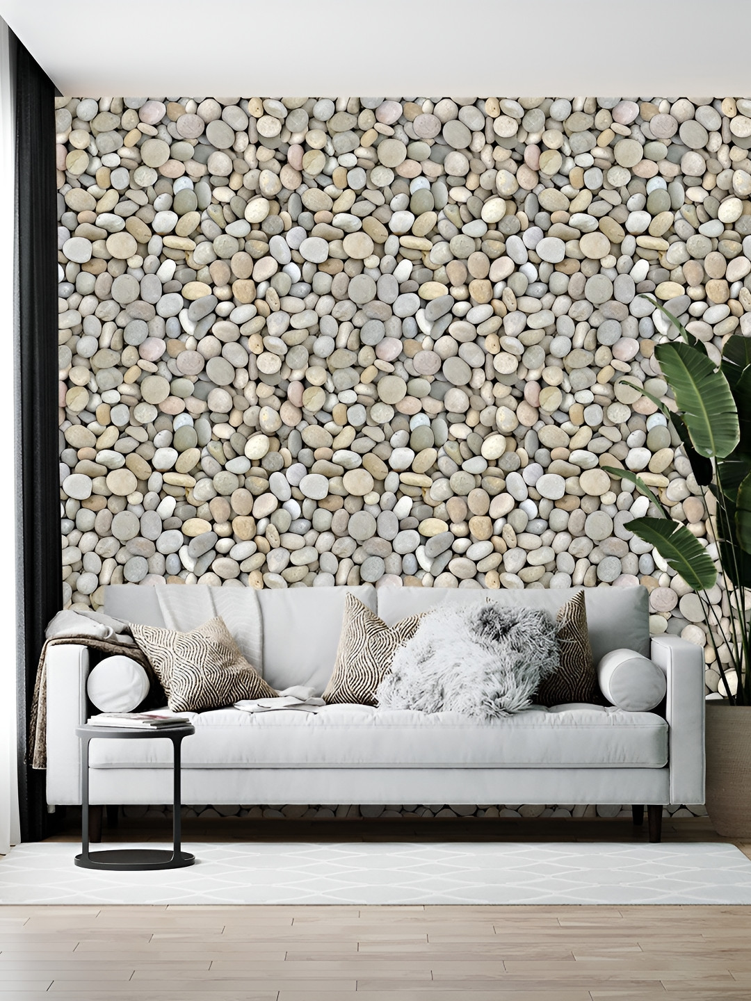 Wallpics Grey and Brown Abstract Printed Decorative Wallpaper
