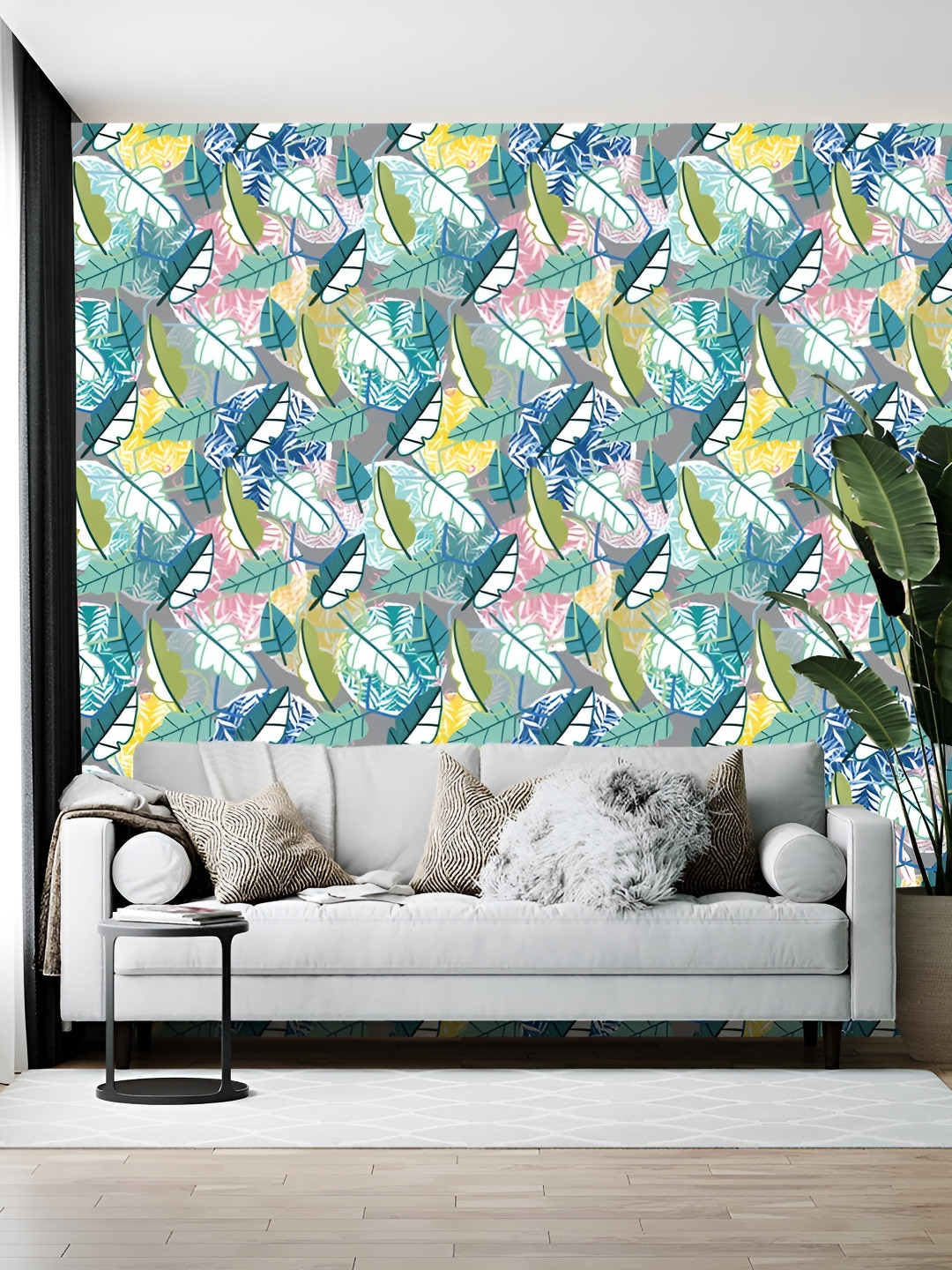 Wallpics Teal Blue & Green Abstract Printed Self Adhesive Wallpaper