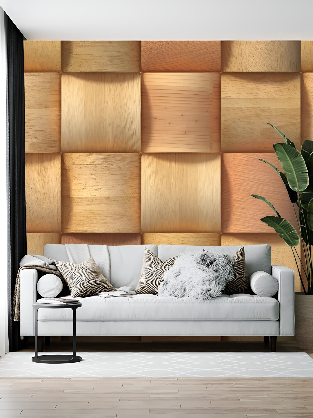 Wallpics Beige & Camel Brown Abstract Printed Wallpaper