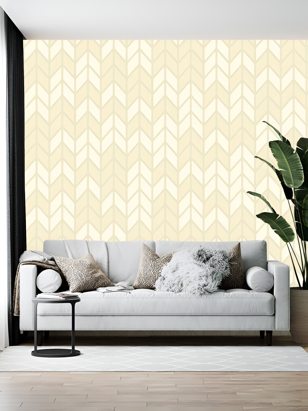 Wallpics Cream Abstract Printed Wallpaper