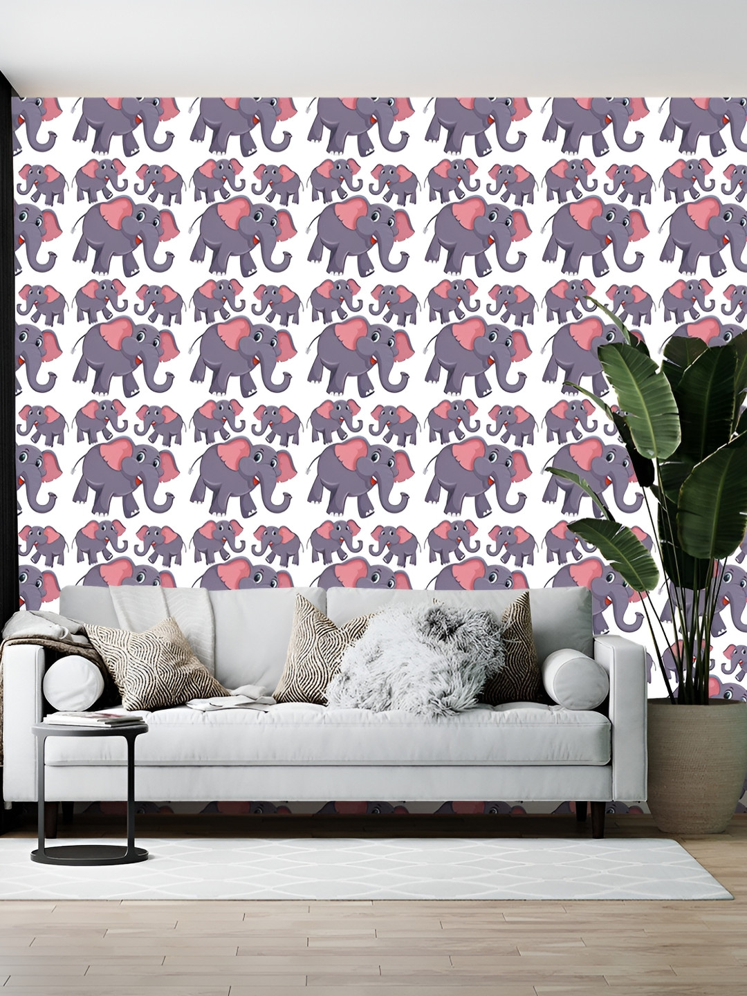 Wallpics White & Grey Printed Self-Adhesive Wall Paper