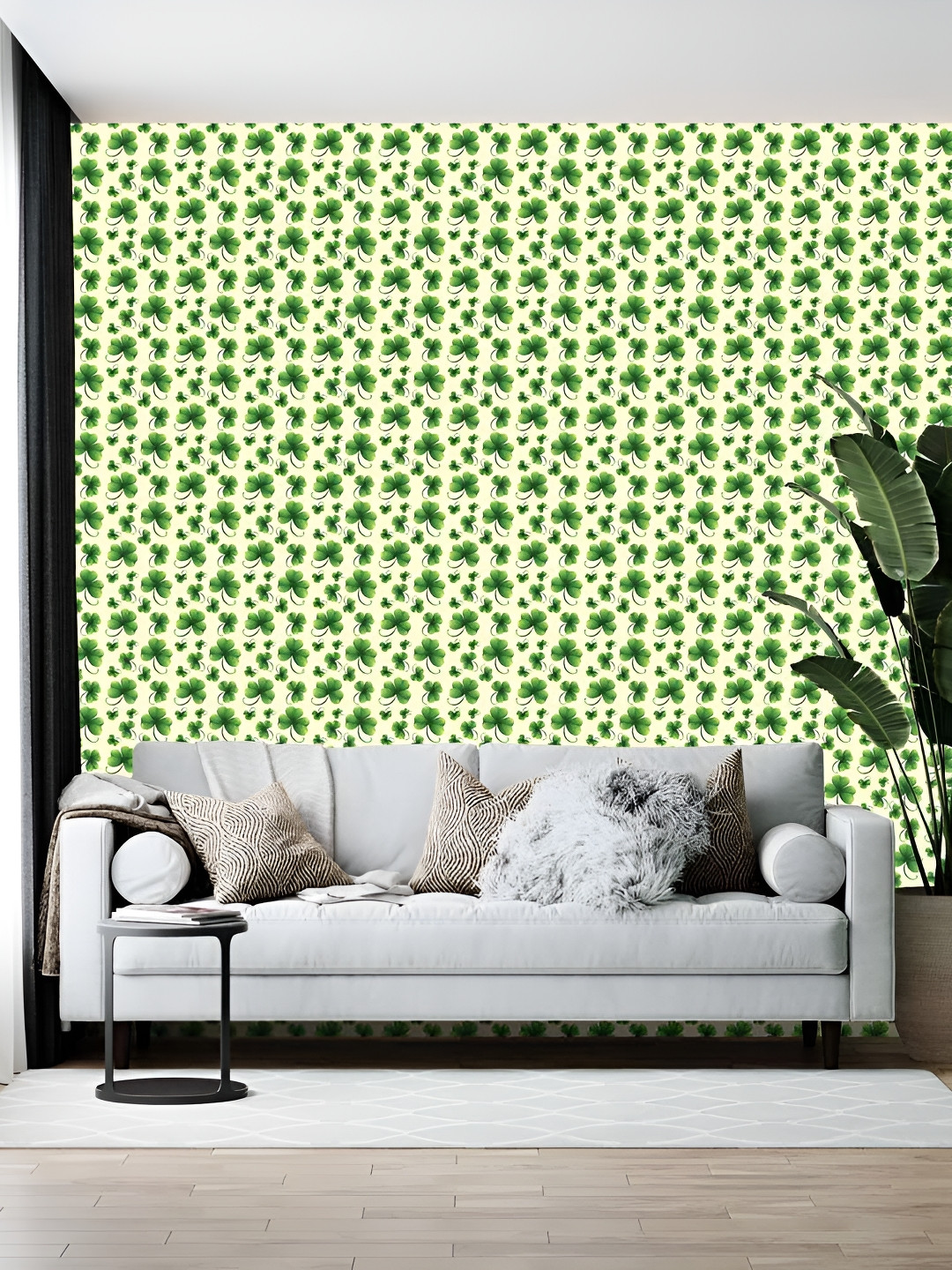 Wallpics Green & White Floral Printed Wallpaper