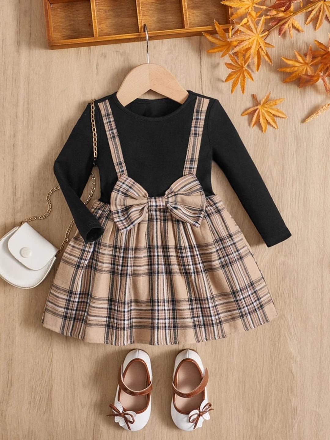 Girls check pinafore dress hot sale