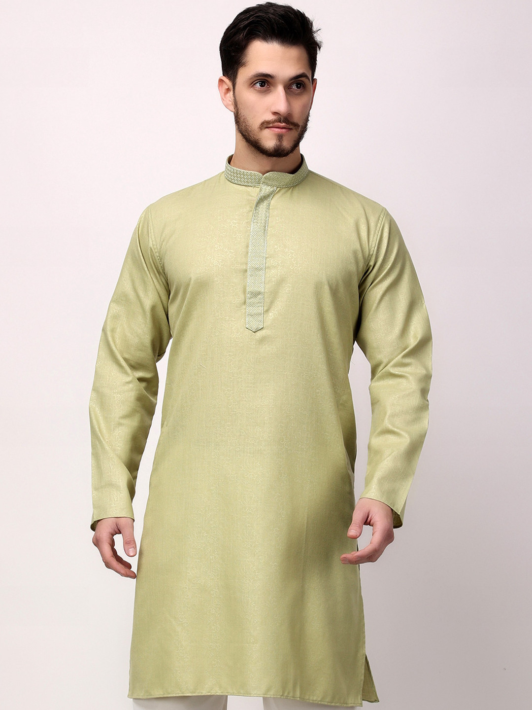 ROYAL KURTA Yoke Design Thread Work Cotton Straight Kurta