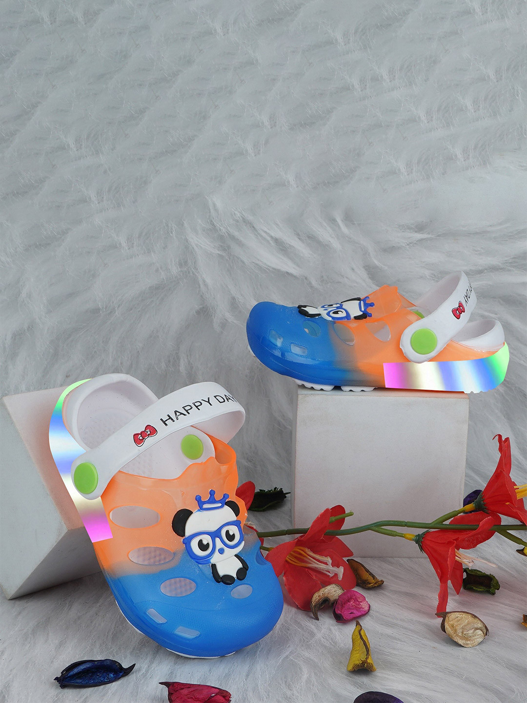 BAESD Kids Panda Printed LED Croslite Clogs
