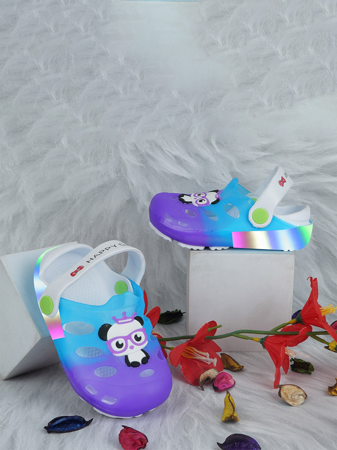 BAESD Kids Panda Printed LED Croslite Clogs