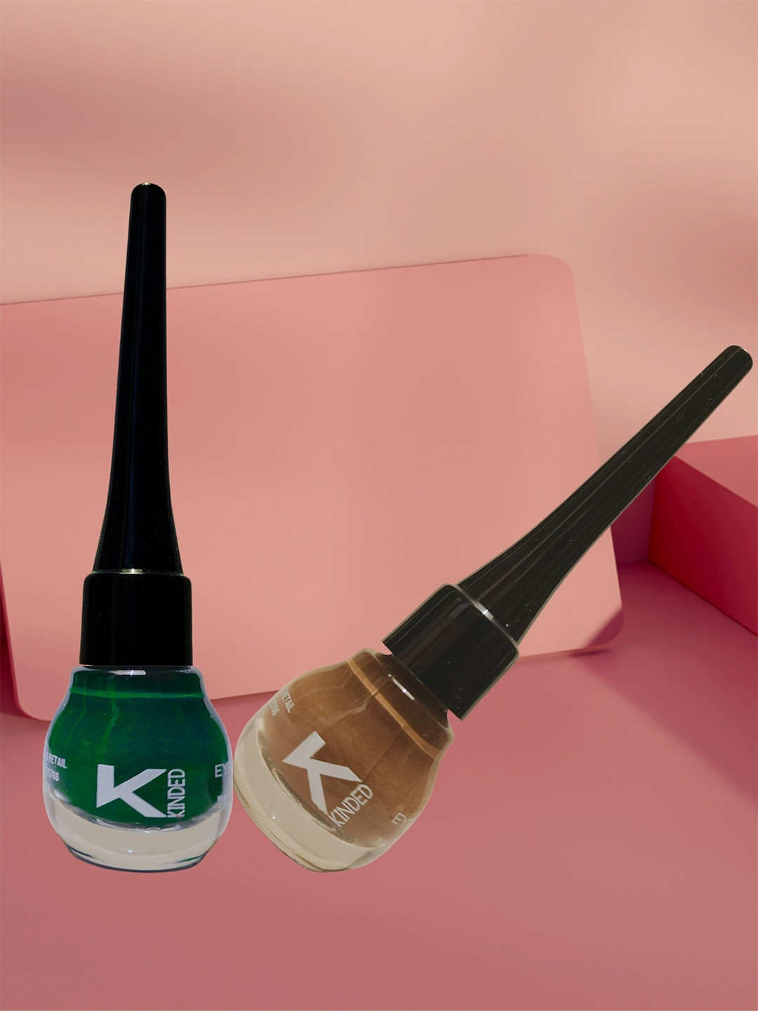 KINDED Set of 2 Waterproof Matte Liquid Eye Liner 5 ml each - Camel Brown & Dapper Green