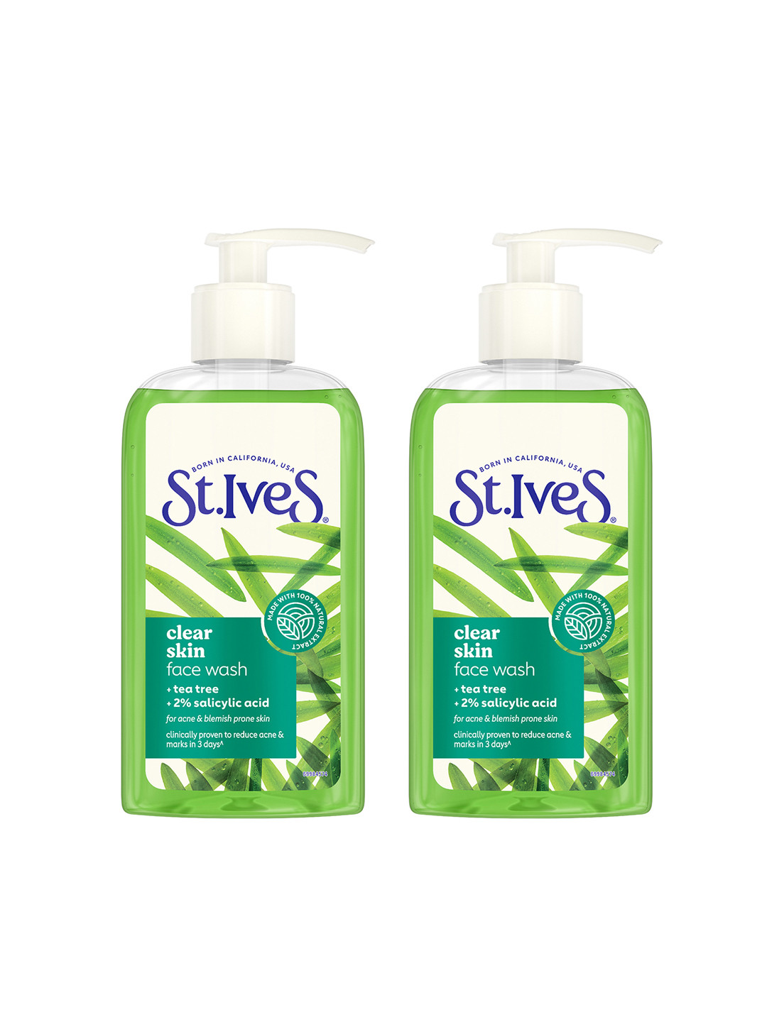 St. Ives Set of 2 Clear Face Wash with Tea Tree & 2% Salicylic Acid - 190g Each
