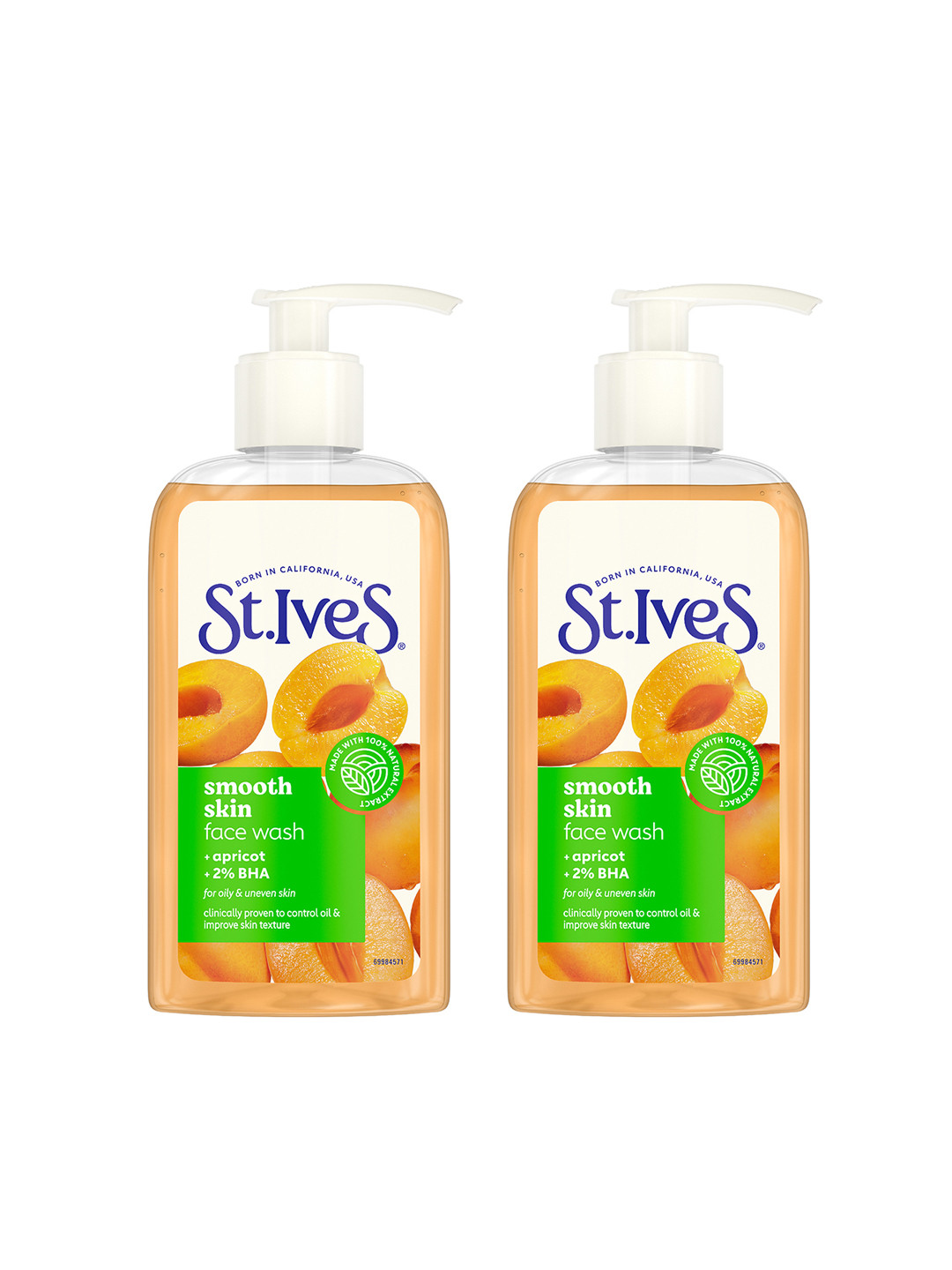 St. Ives Set of 2 Smooth Face Wash with Apricot & 2% BHA for Oily & Uneven Skin-190g Each