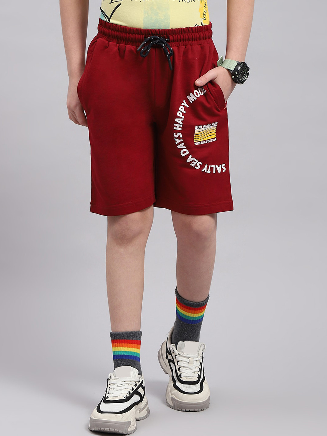 Monte Carlo Boys Printed Mid Rise Bermuda Shorts