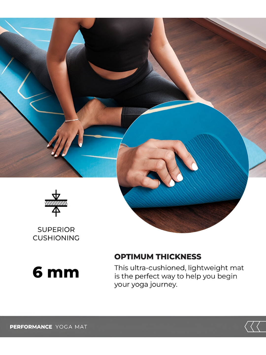 TEGO Grey Geometric Printed Yoga Mat With GuideAlign