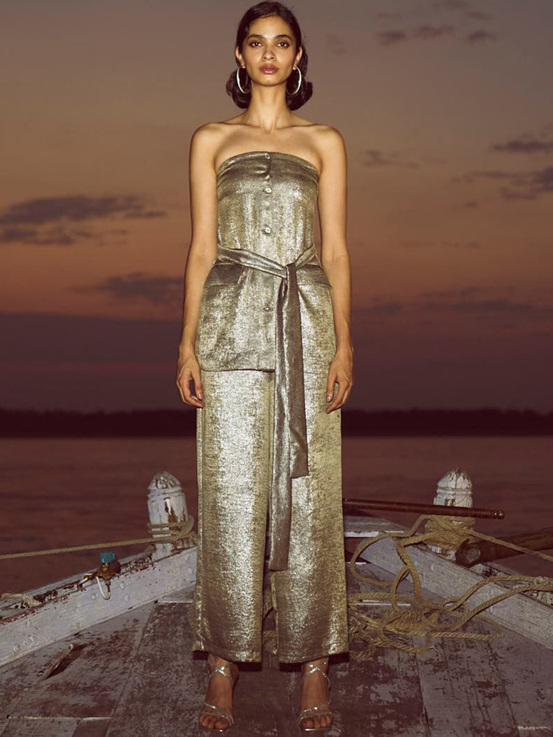 Dash and Dot Strapless Top & Flared Trouser