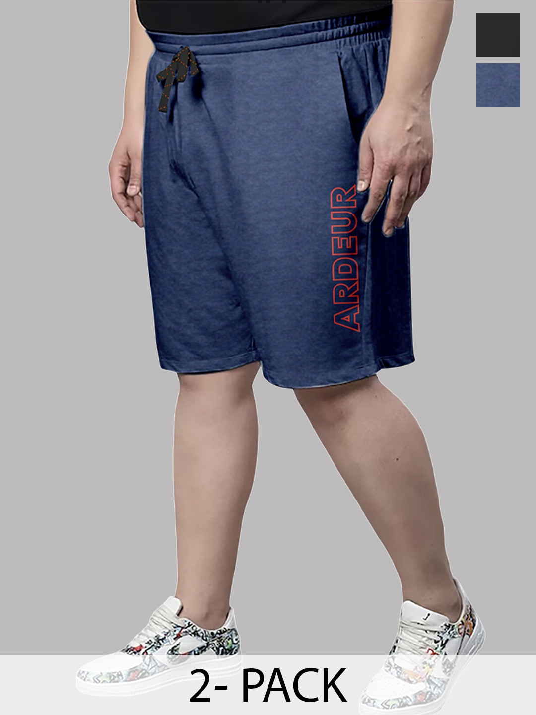 ARDEUR Plus Size Pack Of 2 Mid-Rise Cotton Shorts