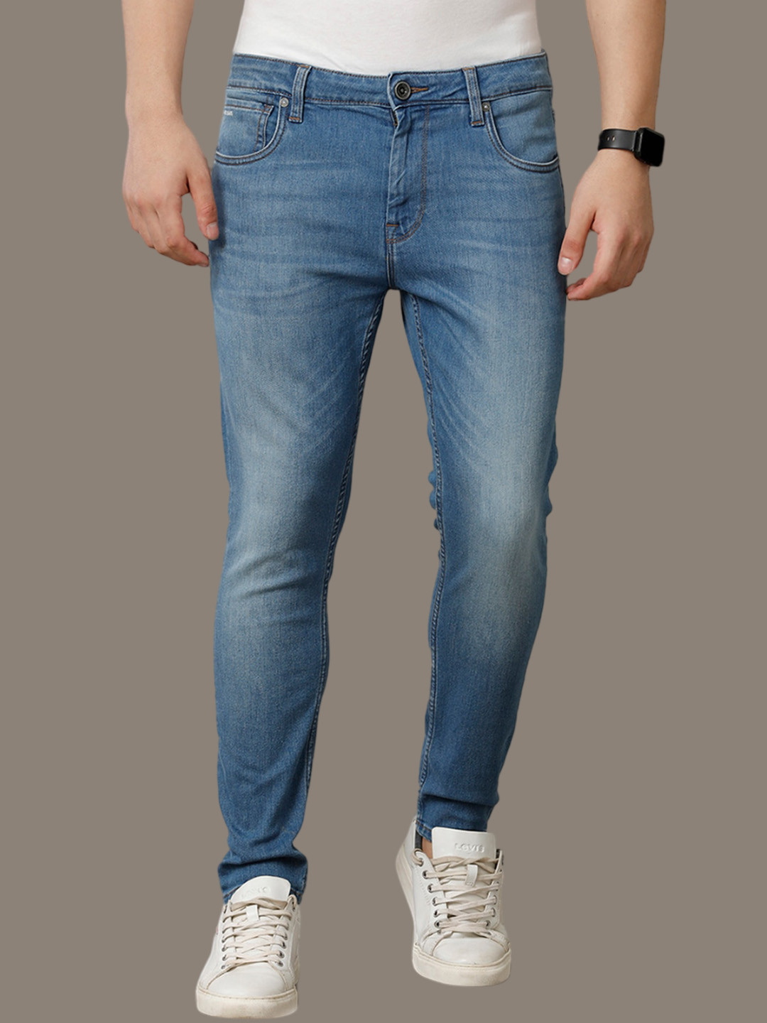 Voi Jeans Men Comfort Skinny Fit Light Fade Stretchable Jeans