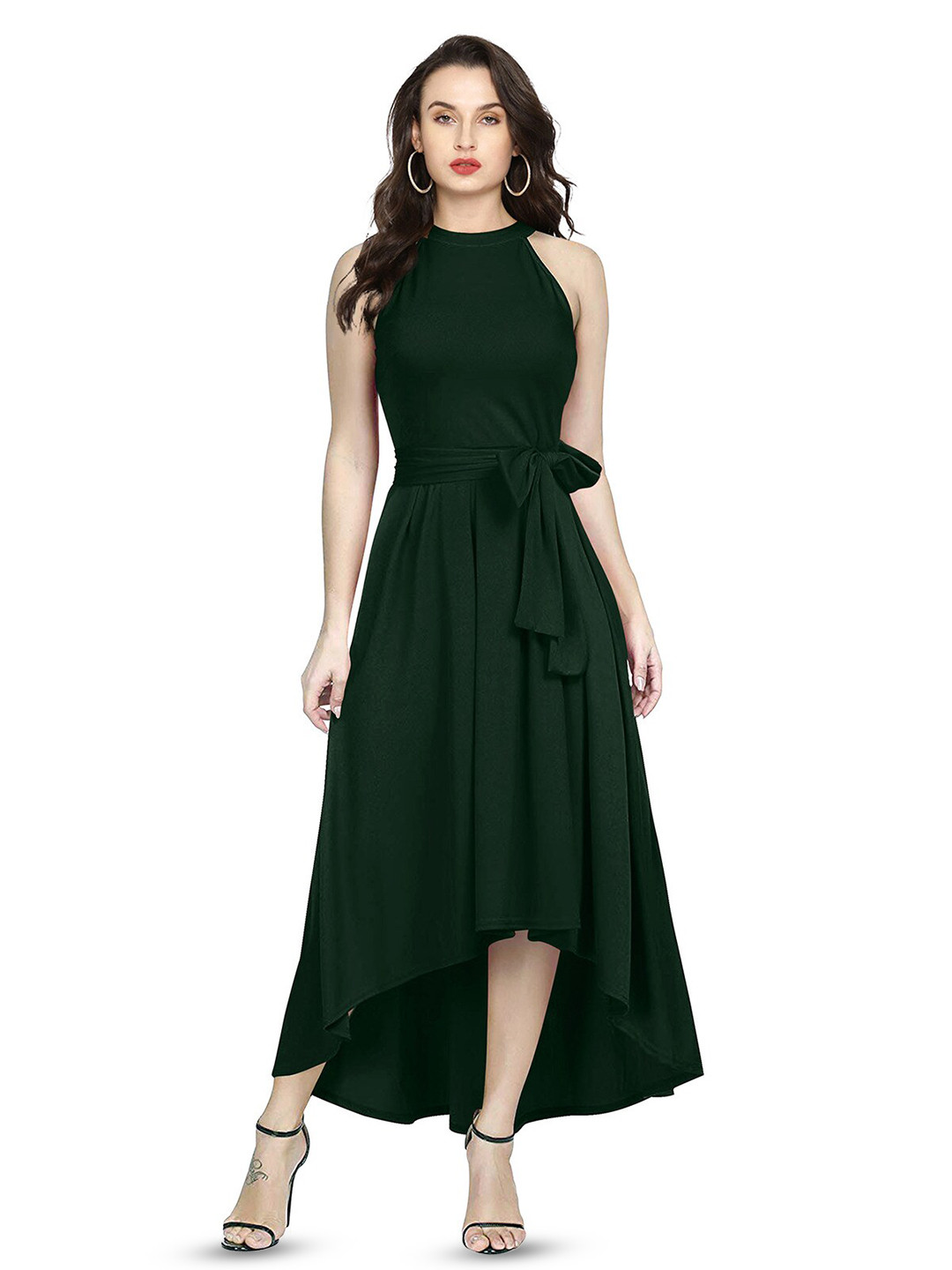 ODETTE Tie Up Sleeveless Fit & Flare Maxi Dress