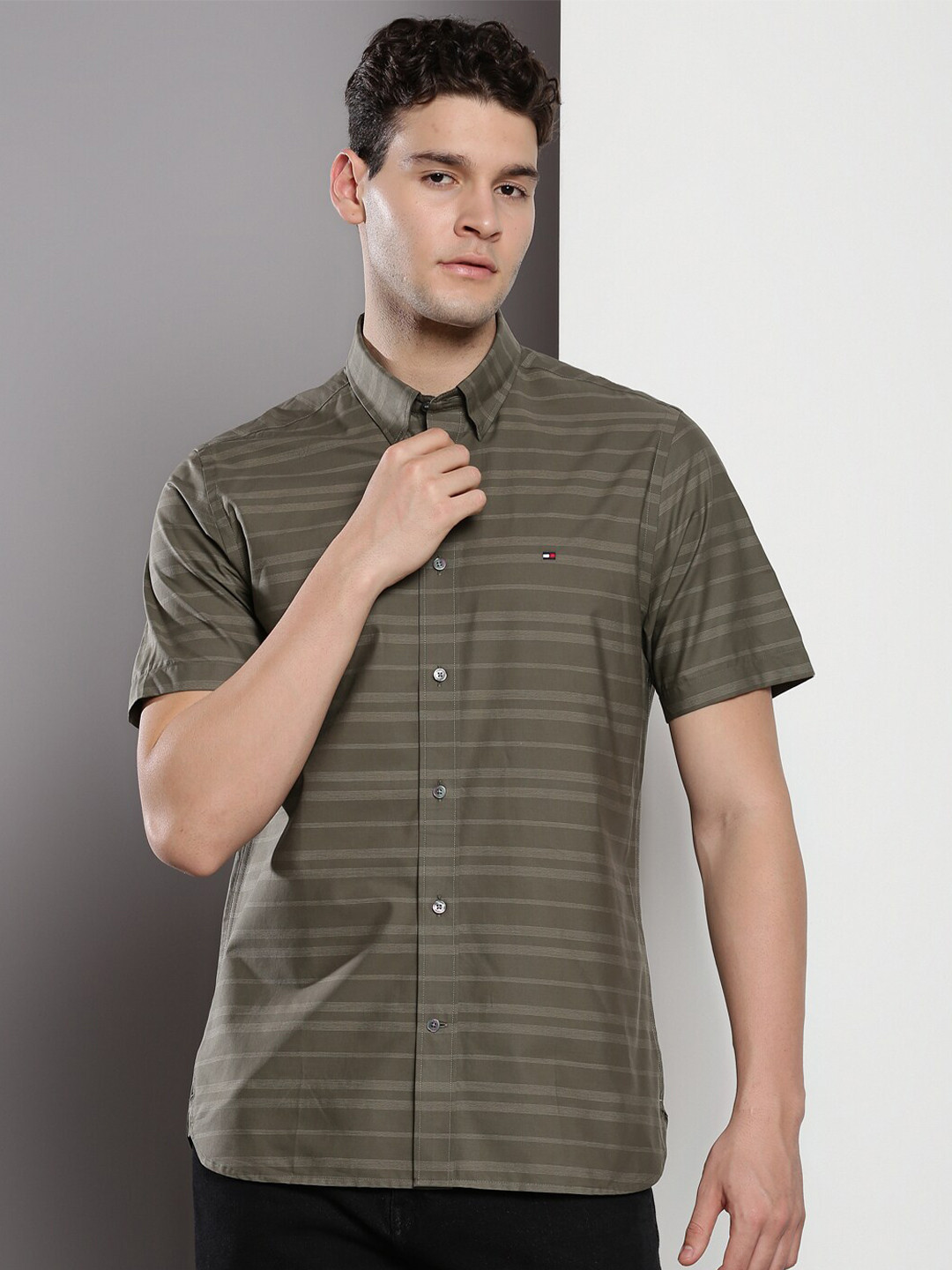 Tommy Hilfiger Horizontal Stripes Pure Cotton Casual Shirt