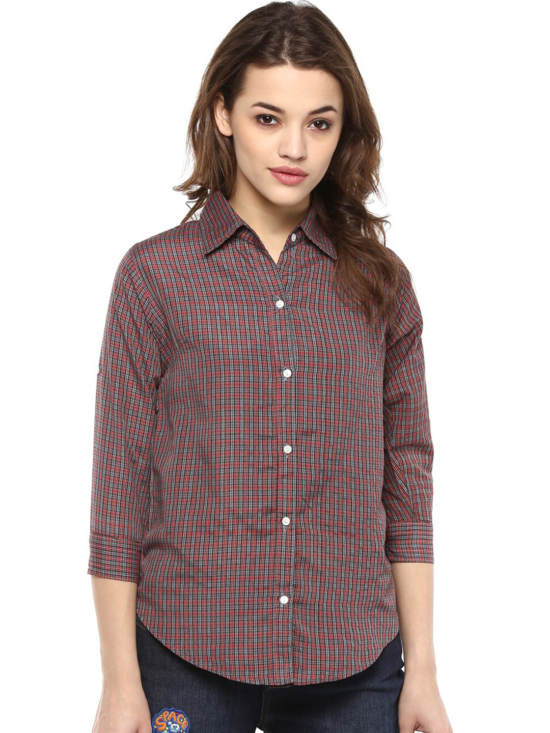Mayra Micro Checks Cotton Casual Shirt