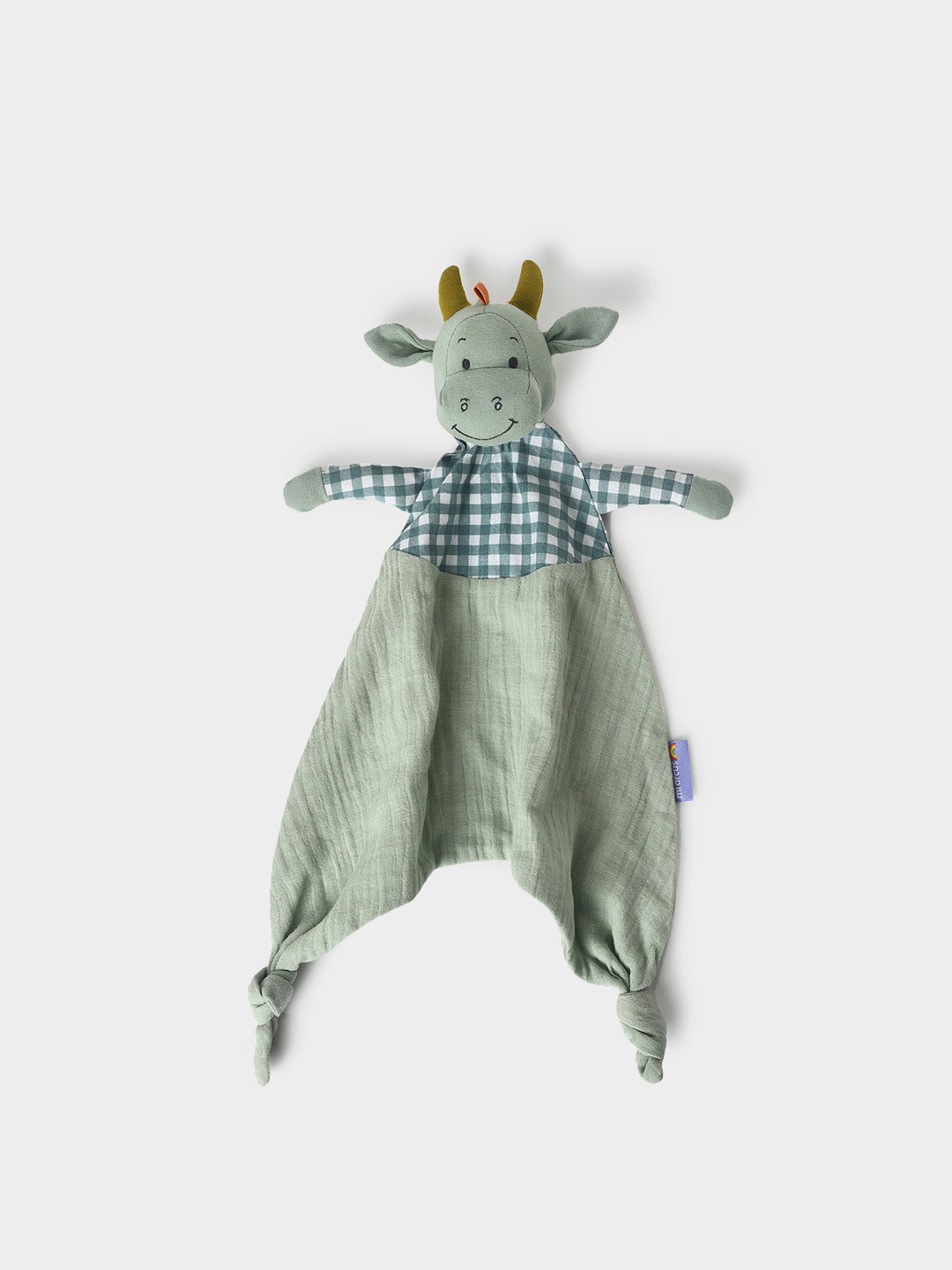 MiArcus Dino Security Blanket with Cuddle Cloth & Attached Soft Toy, 43.6x38 cm, Green