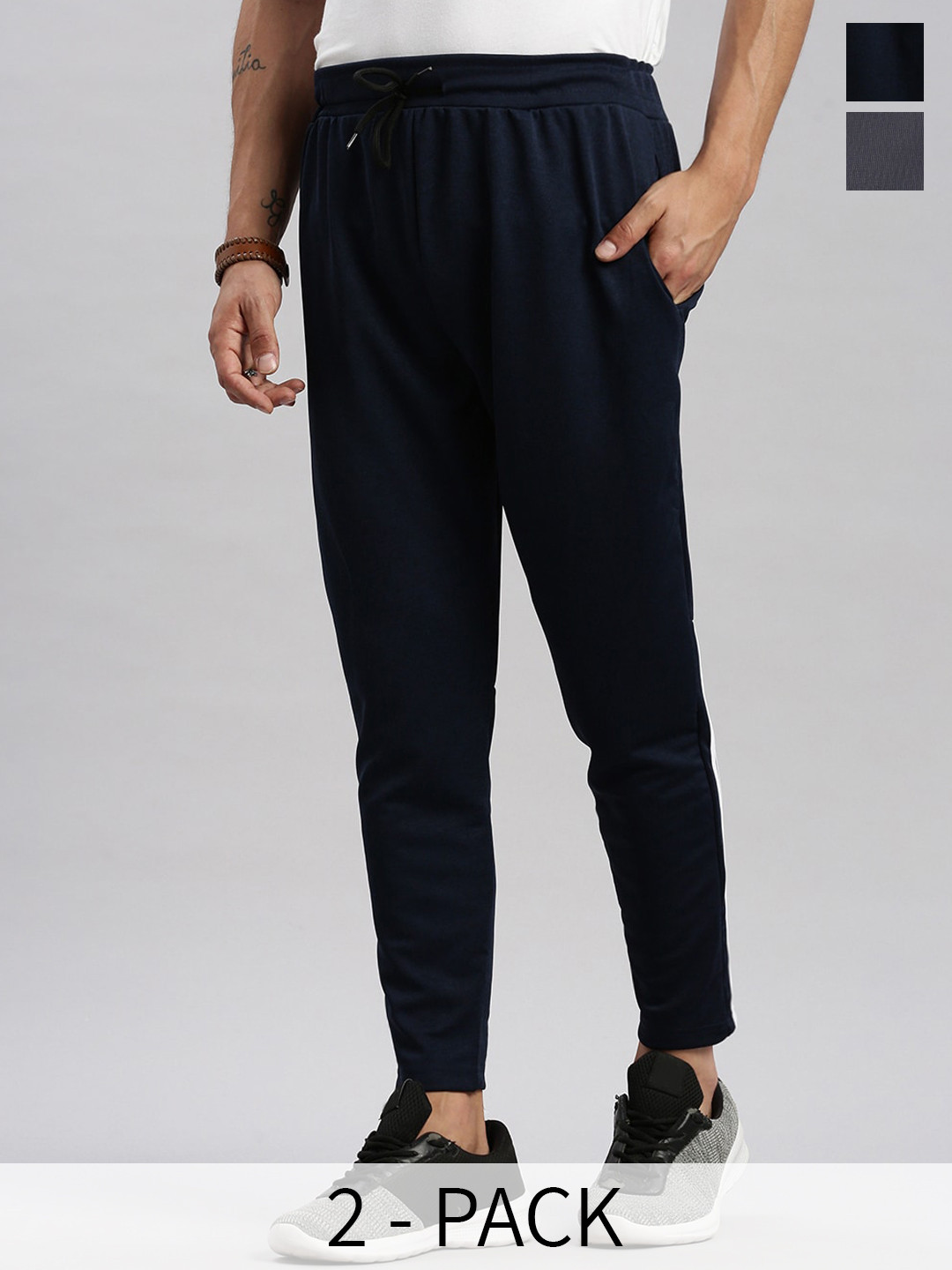 MADSTO Men Pack Of 2 Slim Fit Mid Rise Gym Track Pants