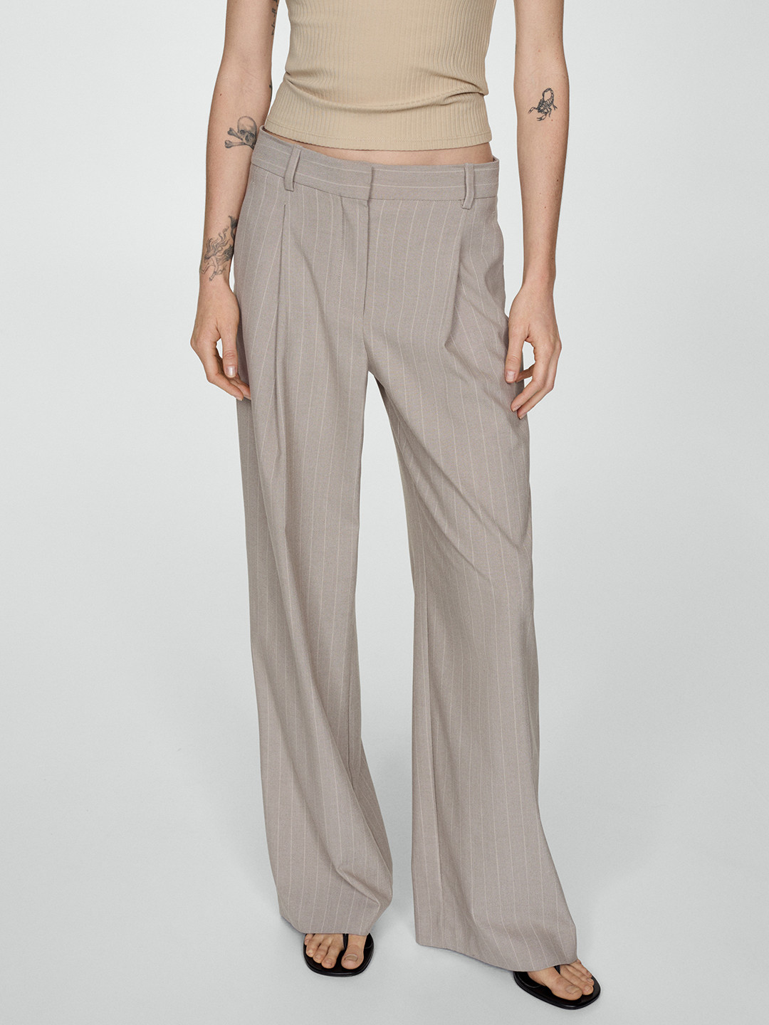 MANGO Women Striped Trousers