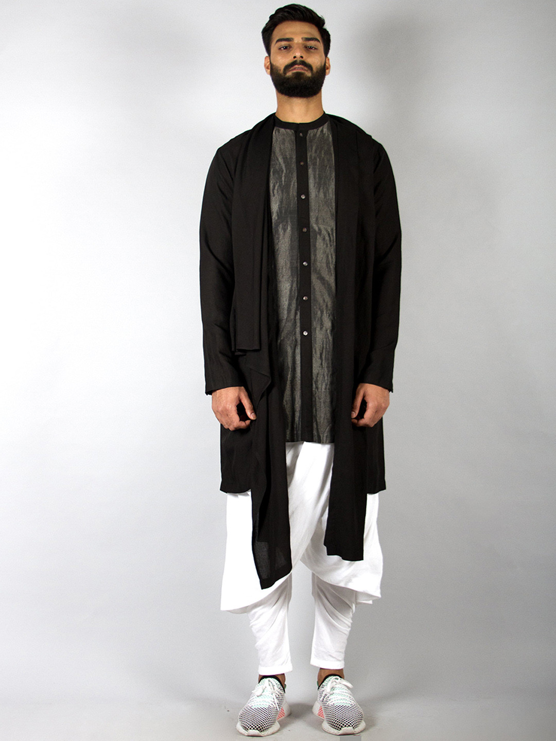 Antar-Agni Kabir Zari Woven Design Linen Kurta with Criss Cross Salwar