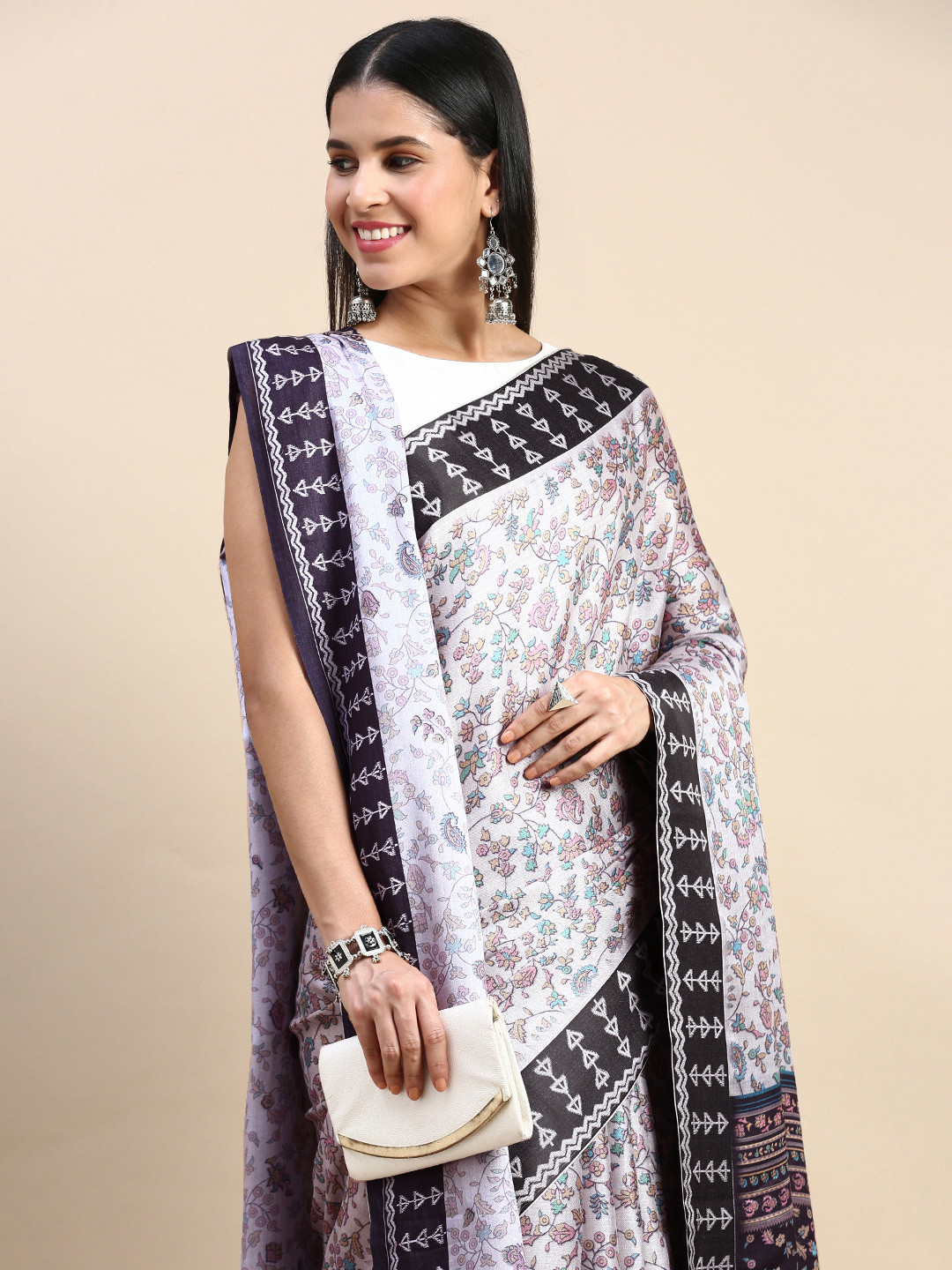 Mitera Floral Printed Pashmina Saree