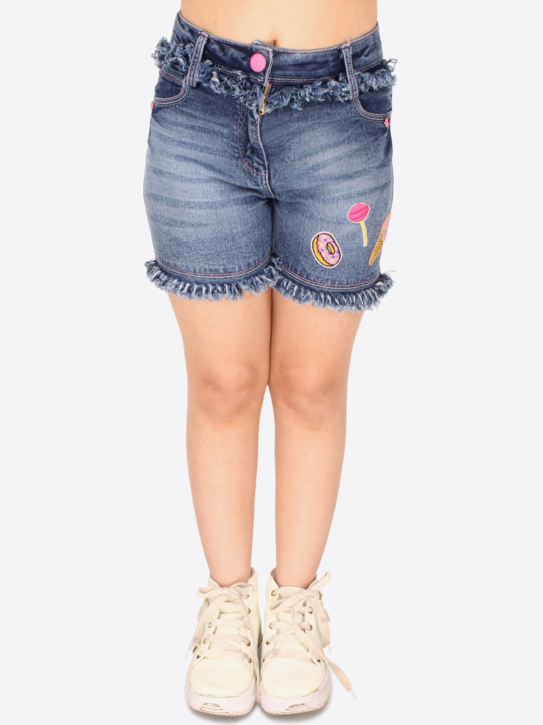 CUTECUMBER Girls Embroidered Denim Denim Shorts