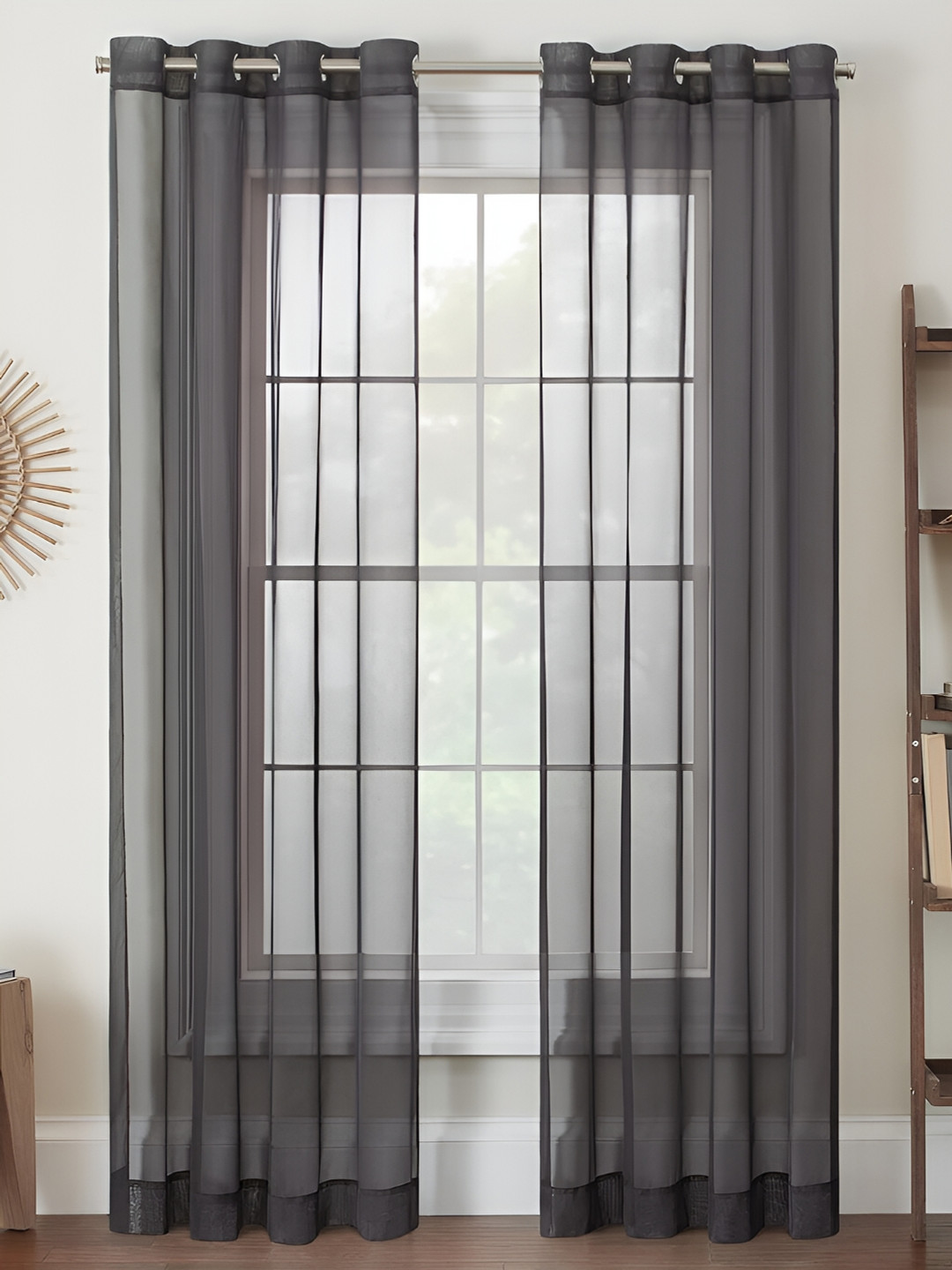 STITCHNEST Grey Sheer 4 feet Curtain