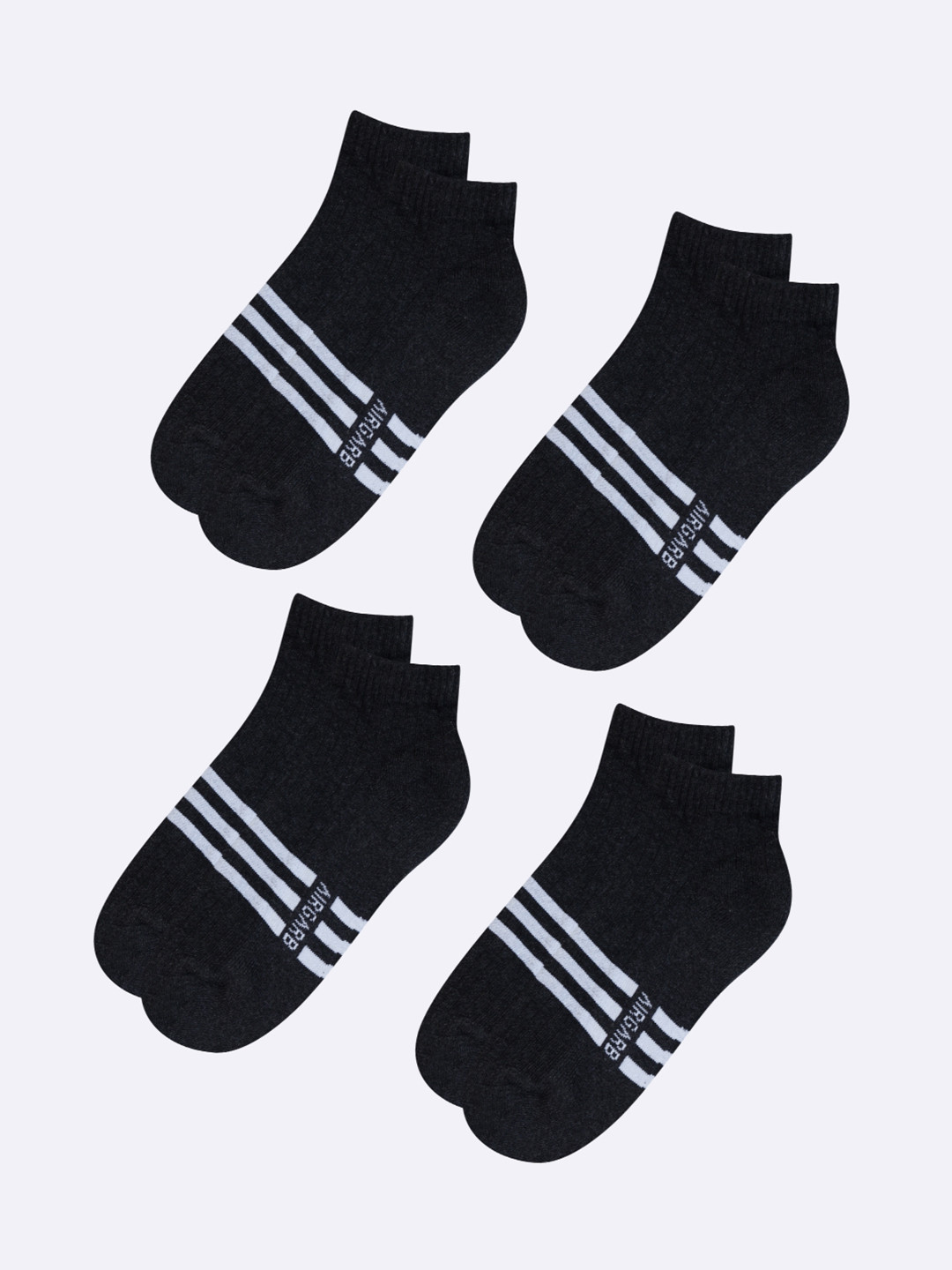 AIR GARB Pack of 4  Melange Low Ankle  with Striped Pattern Socks