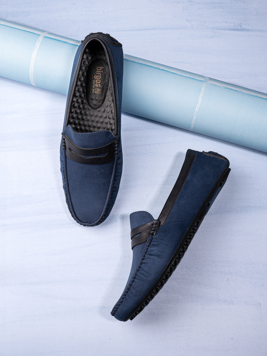 birgos Men Suede Penny Loafers