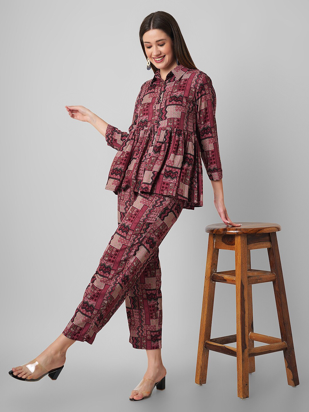 Haute and Humble Floral Printed Shirt Style Top