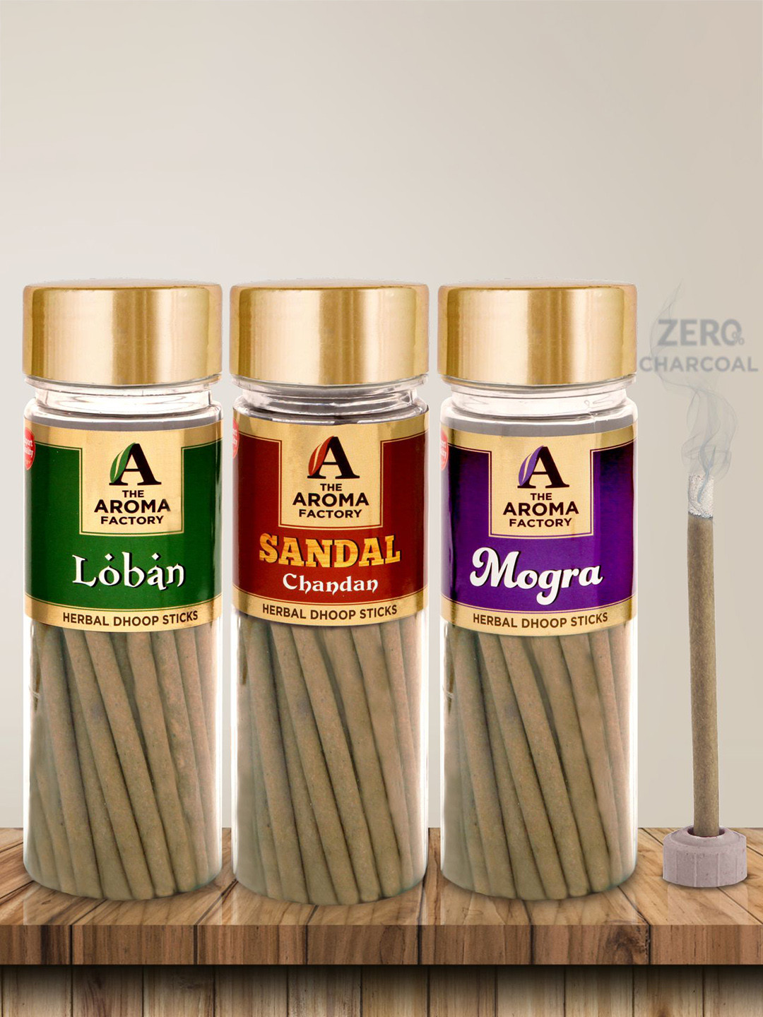 The Aroma Factory Brown 3 Pieces Loban, Chandan, Mogra Dhoop Batti