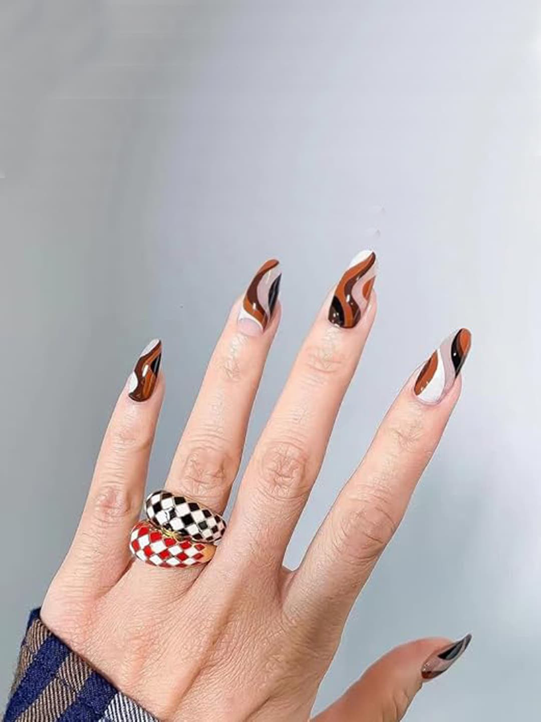 Secret Lives Set Of 24 Translucent Curve Design Artificial Nails