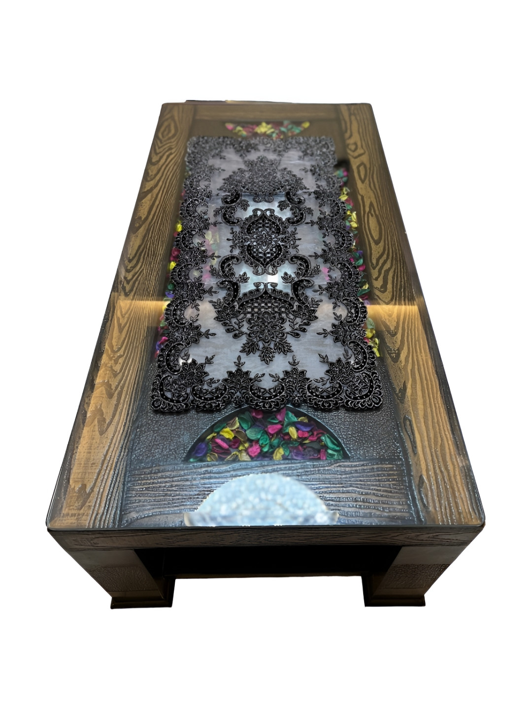 MONKDECOR Black Embroidered Table Runners