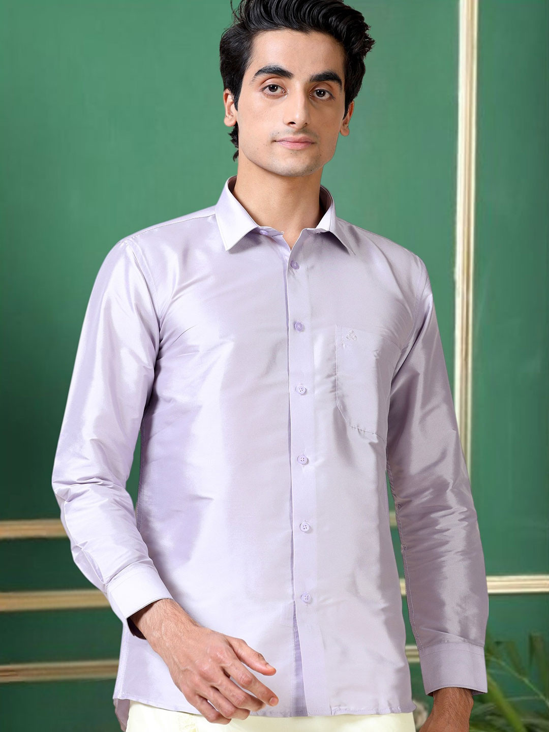Lavender Regular Fit Ethnic Shirt