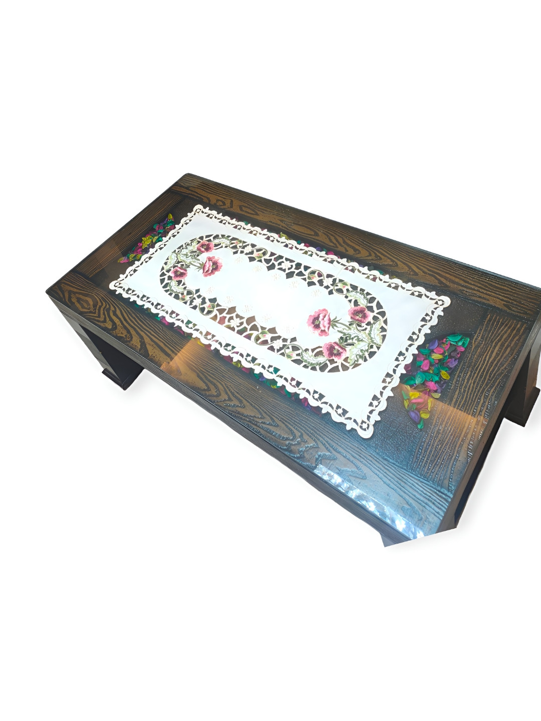 MONKDECOR White Embroidered Table Runners