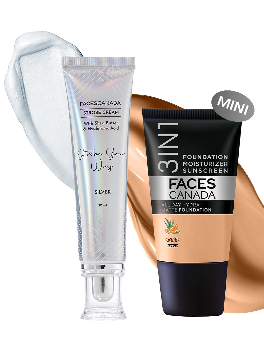 FACES CANADA Celeb Glow Kit - Strobe Cream 30ml & Warm Sand Hydra Matte Foundation 18ml
