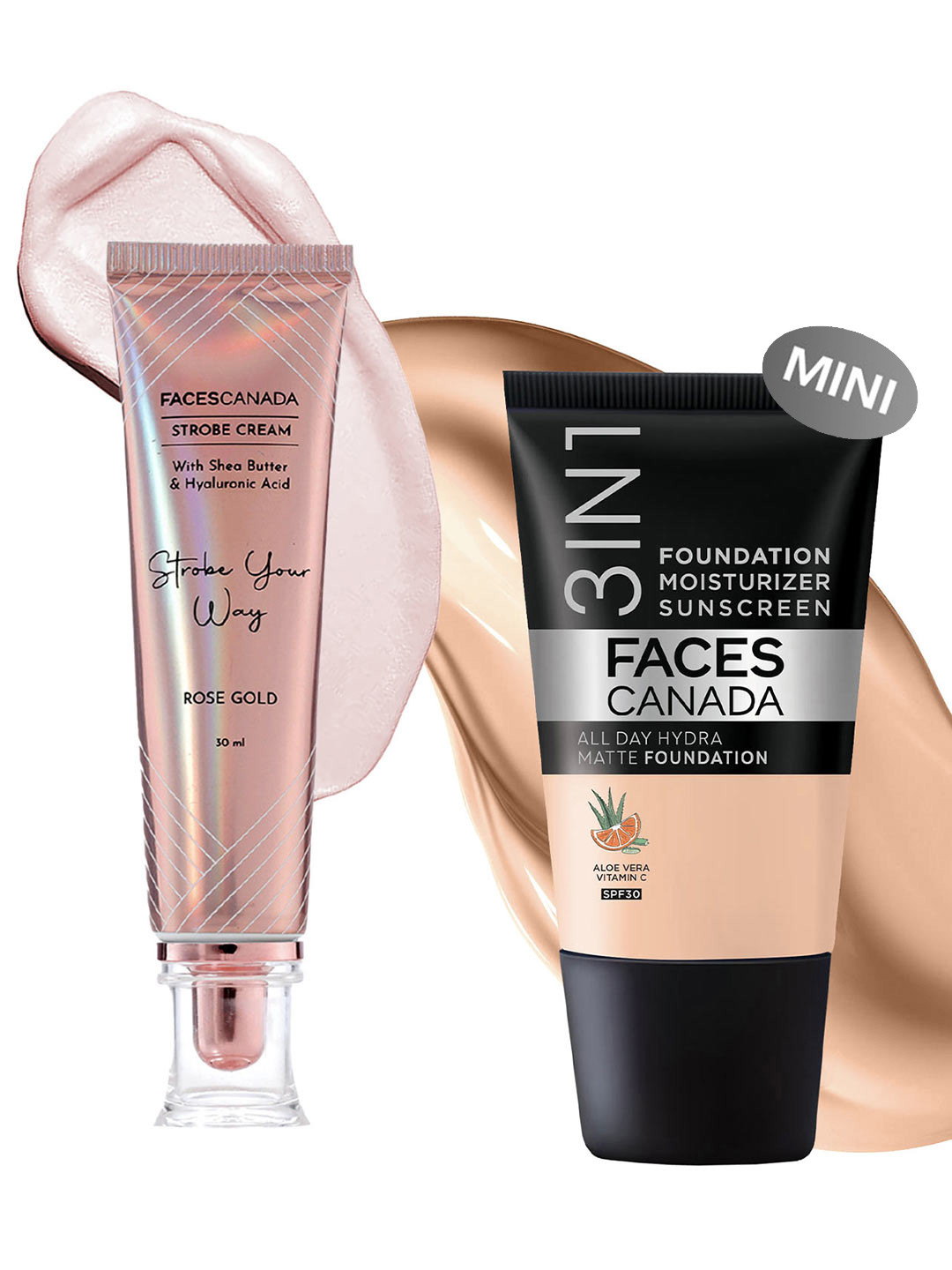 FACES CANADA Rose Glow Kit - Strobe Cream 30 ml & All Day Hydra Matte Foundation 18 ml