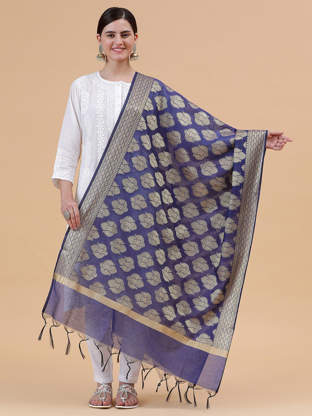 BANJARA INDIA Ethnic Motifs Woven Design Zari Raw Silk Banarasi Dupatta