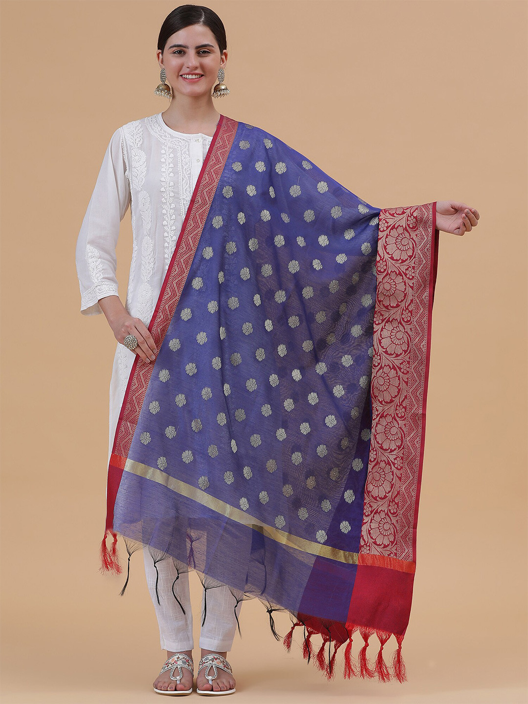 BANJARA INDIA Ethnic Motifs Woven Design Zari Raw Silk Banarasi Dupatta