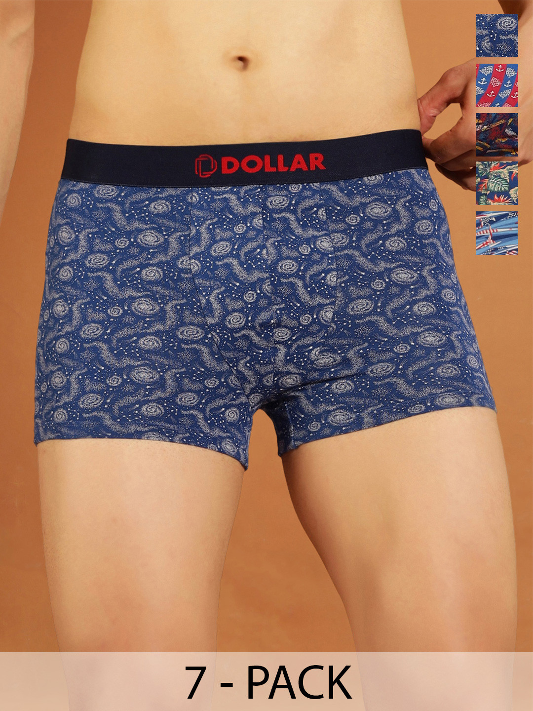 Dollar Bigboss Men Printed Pack of 7 Combed Cotton Trendy Trunk