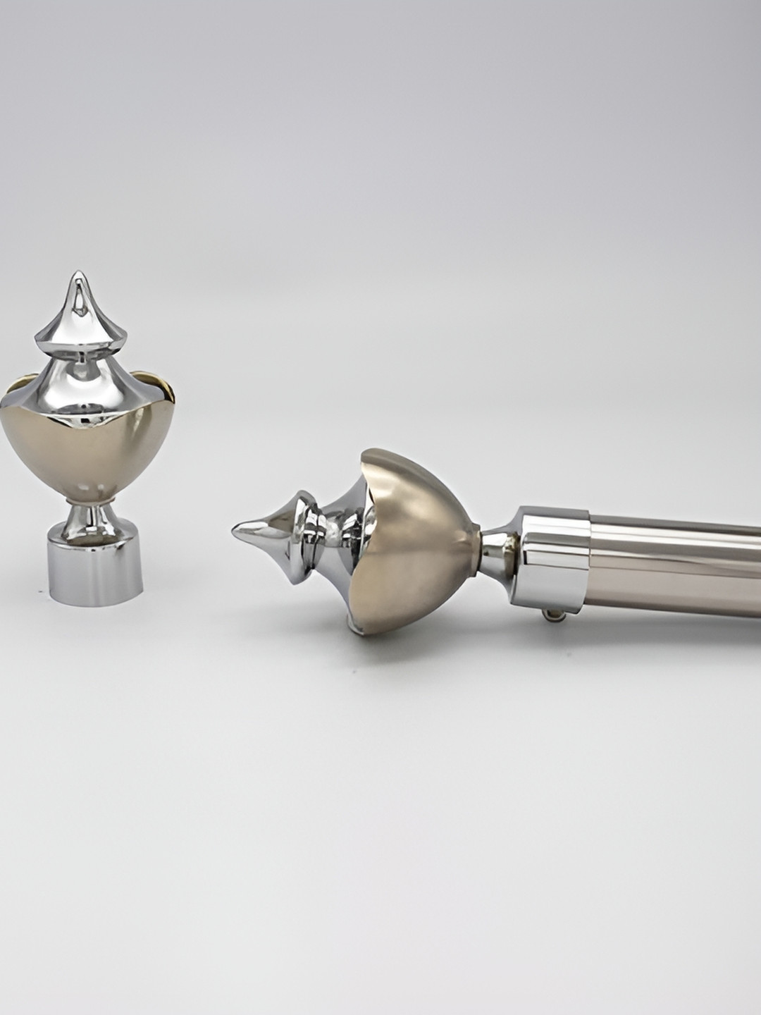 Rab Beige 2 Pieces Metal Rod Rail Brackets with Hooks