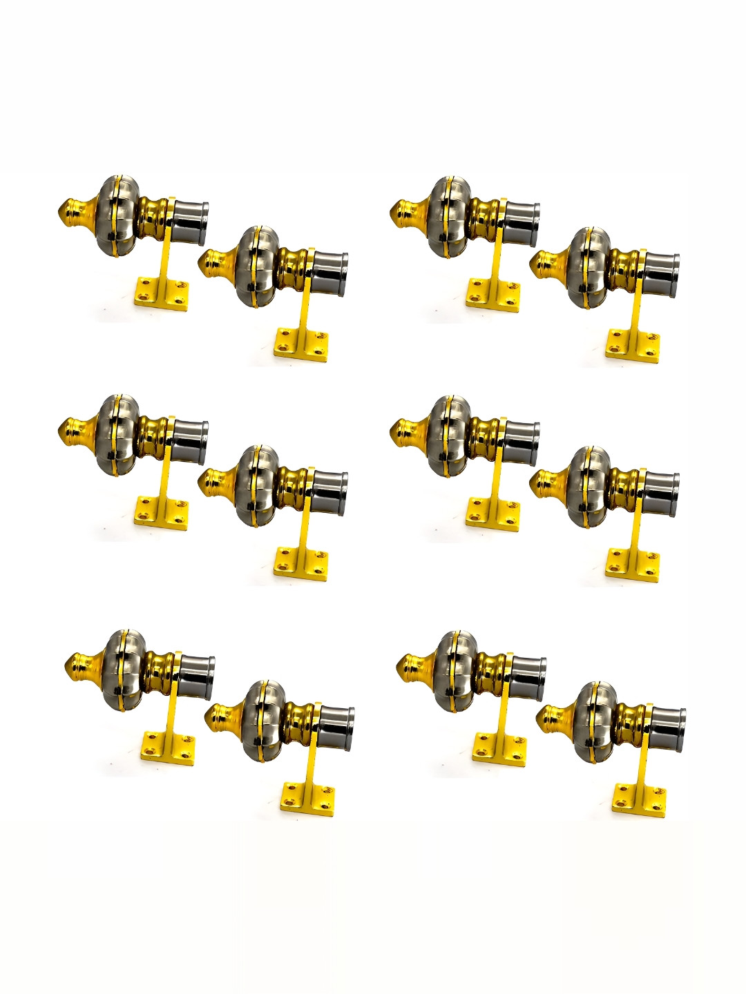 Rab Black & Gold Toned 12 Pieces Rust Proof Rod Rail Metal Bracket