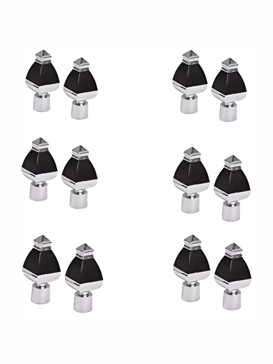 Rab Black & Silver Toned 12 Pieces Rod Rail Metal Bracket