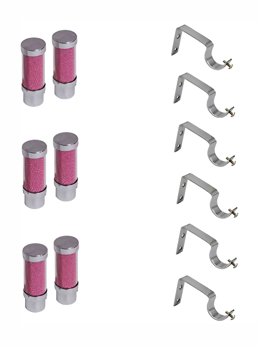 Rab Pink & Silver Toned 12 Pieces Rod Rail Brackets